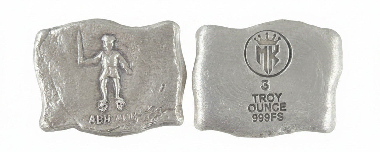 3 ozt Bart Robbert's Pirate Flag .999 FS Hand Poured - MK BARZ AND BULLION
