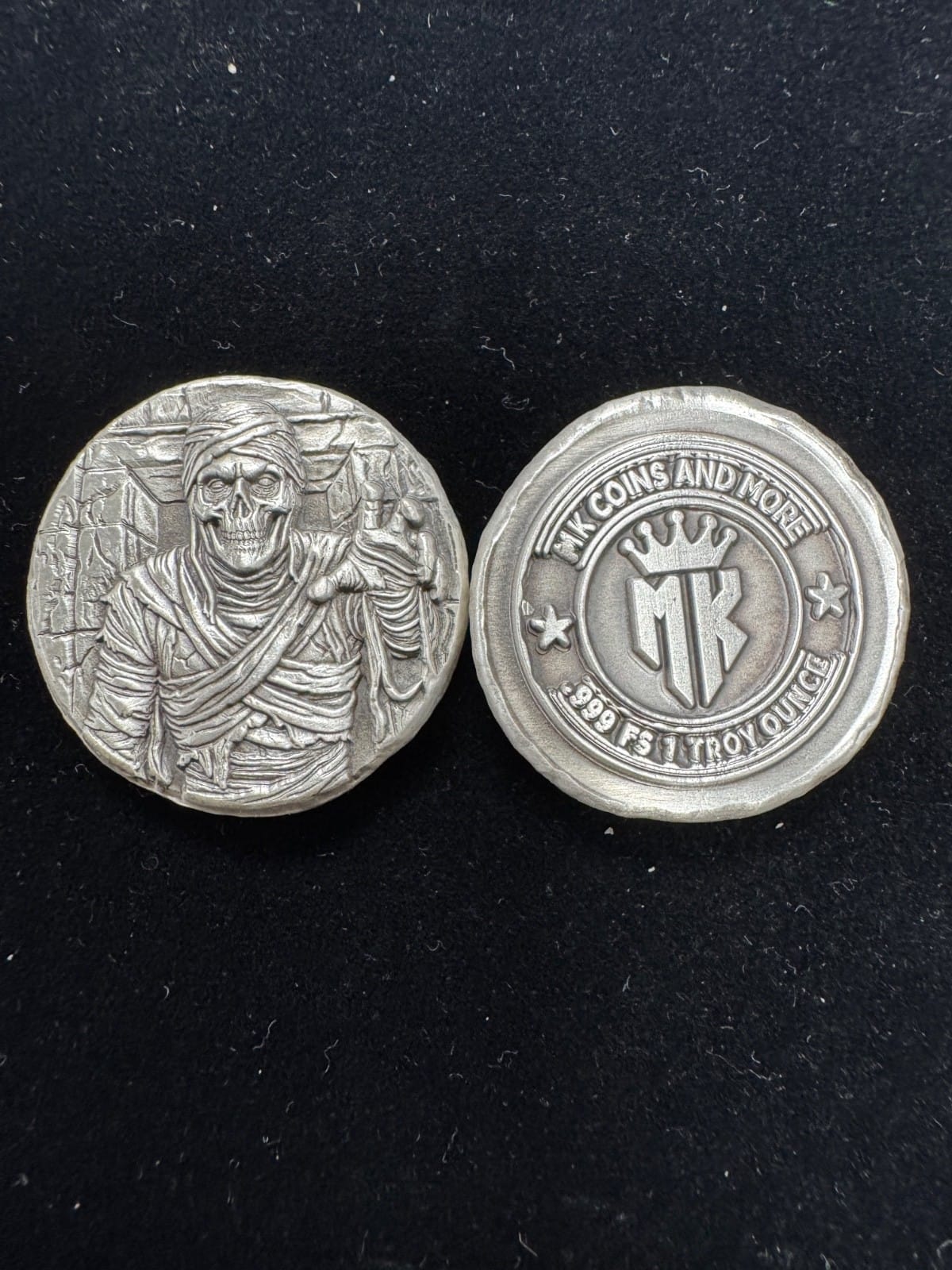 1 ozt MK BARZ "Here's Mummy" Hand Poured .999 FS