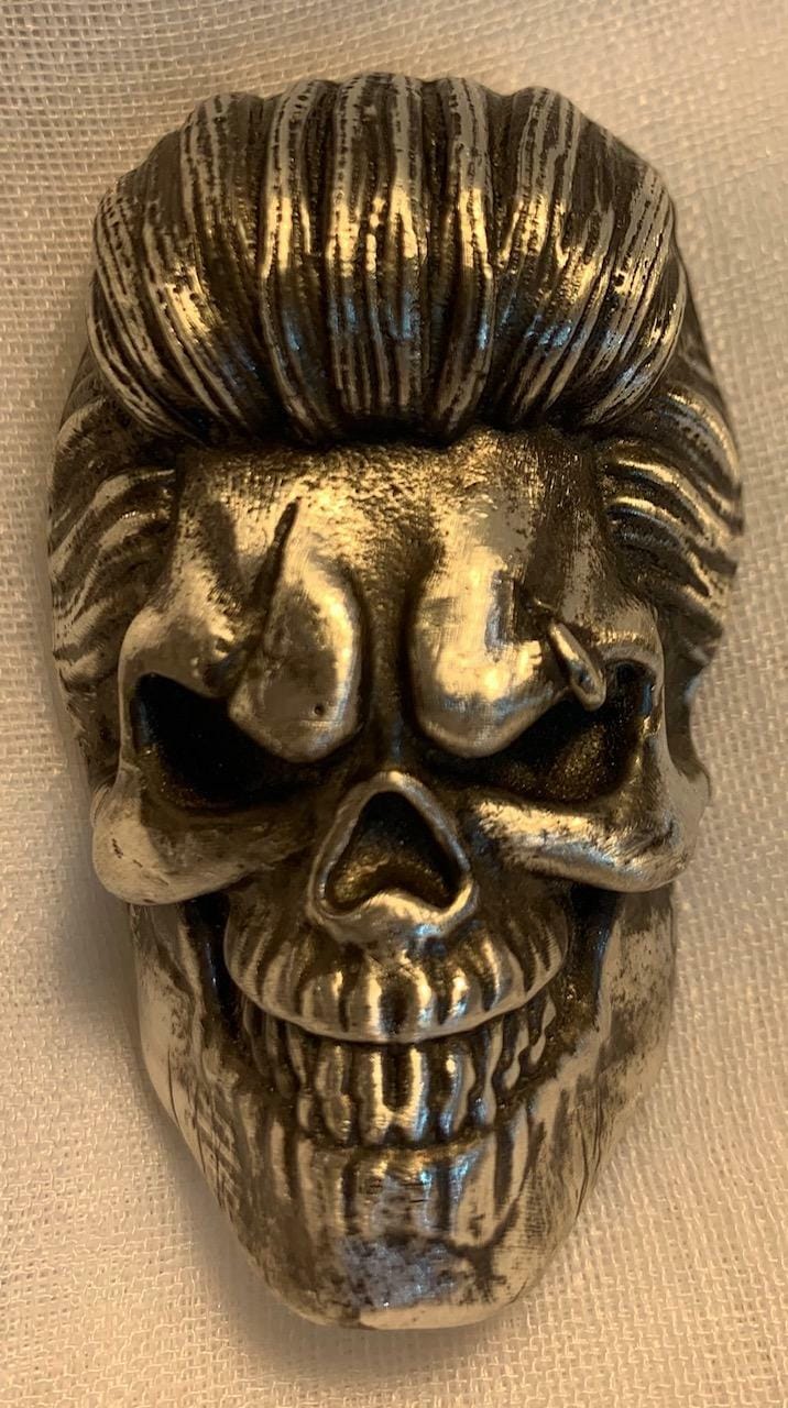 6 Troy Oz. MK BarZ "Rock A Billy Skully" Sand Cast .999 FS - MK BARZ AND BULLION