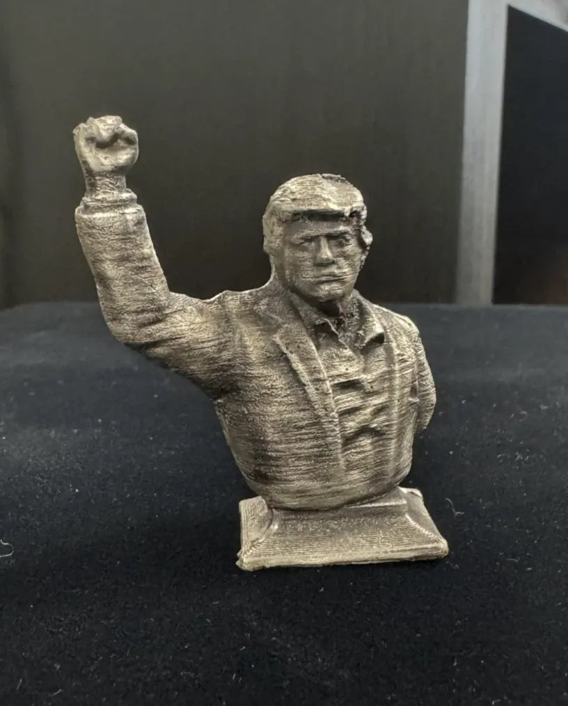~3.6 Troy Oz MK BarZ "Trump 'FIGHT!'" .999 FS 3D Sand Cast Statue - MK BARZ AND BULLION