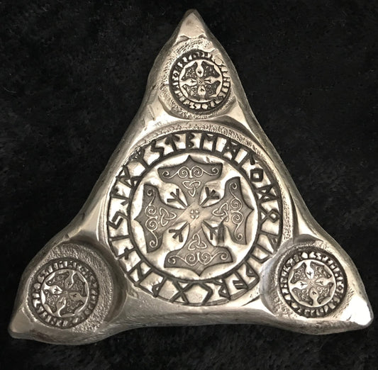 3 Troy Oz MK BARZ Viking "Rune Kreis" TRIANGLE .999 FS HAND POURED LTD - MK BARZ AND BULLION
