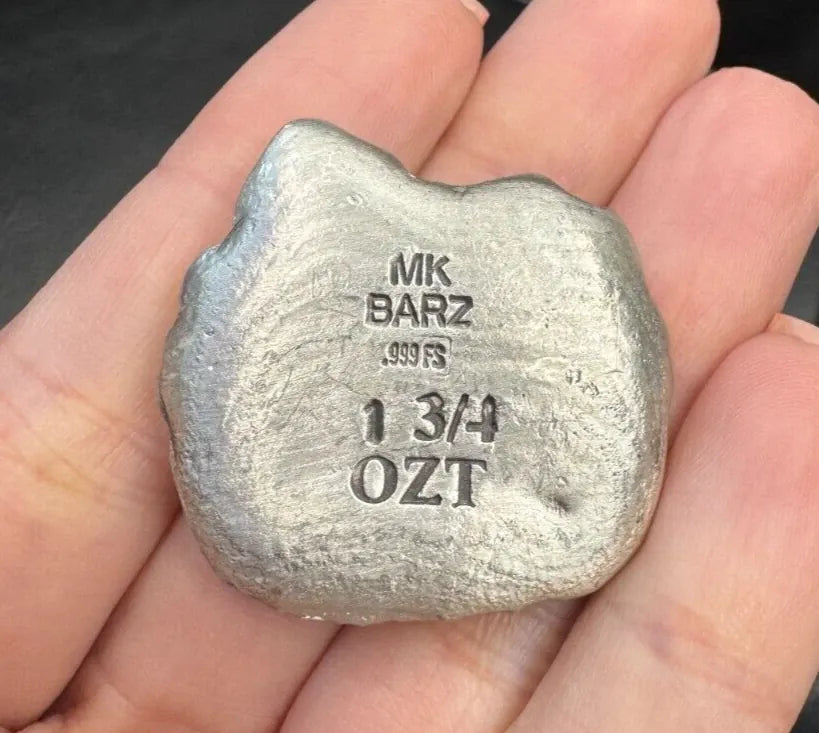 1.75 Ozt MK BarZ "Pretty Kitty" Hand Poured .999 FS - MK BARZ AND BULLION