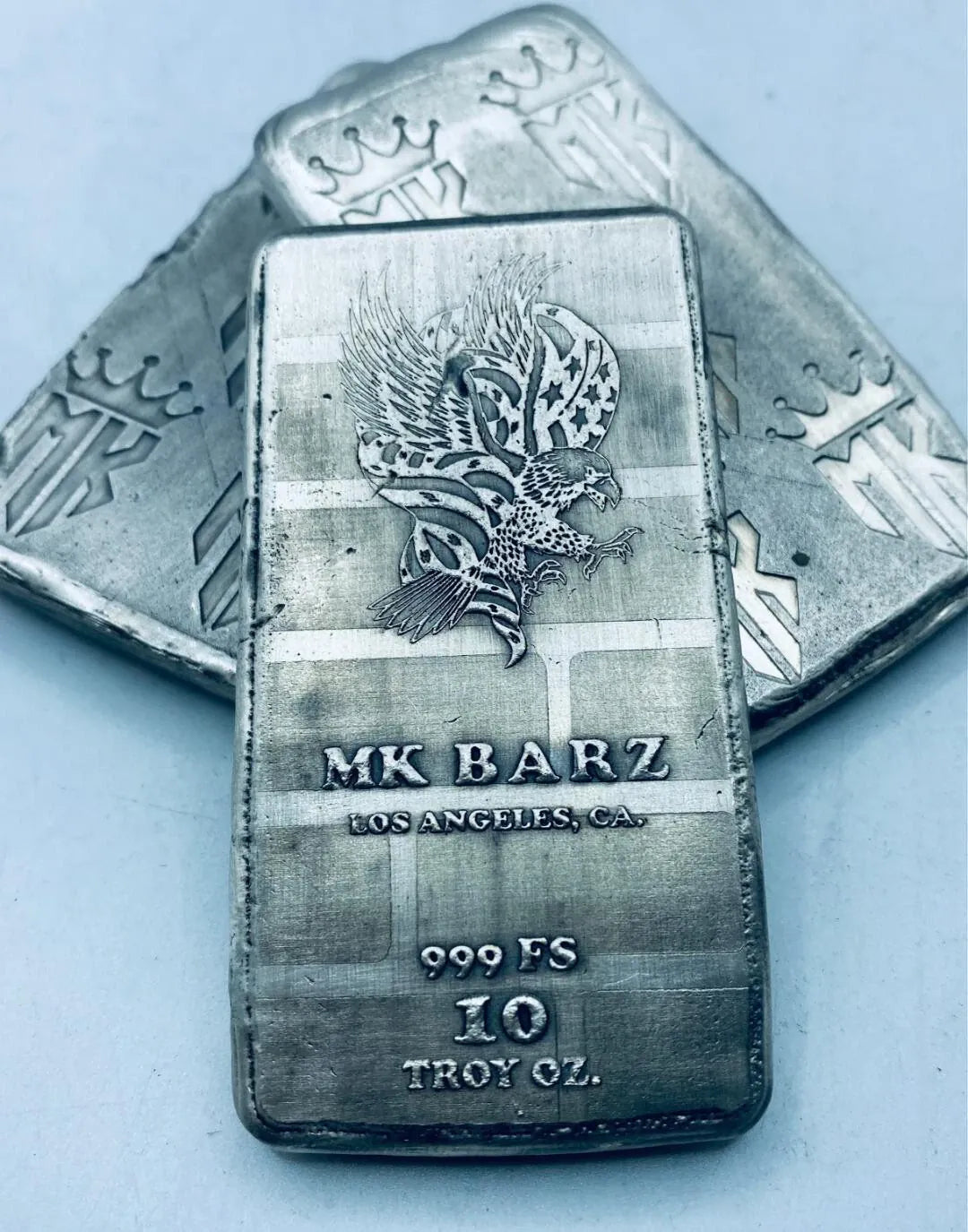 10 Ozt MK BarZ "Eagle" Monogrammed Back Weight Bar .999 Fine Silver - MK BARZ AND BULLION