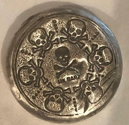 1 Troy Oz. MK BarZ "Skully Treasure" Stamped Round .999 Fine Silver - MK BARZ AND BULLION