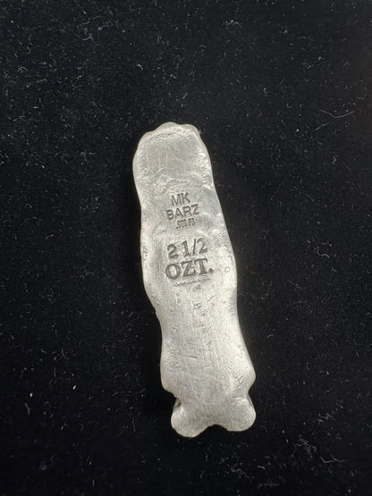2.5 oz MK Barz "Melting Finger" Hand Poured .999 Fine Silver - MK BARZ AND BULLION