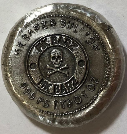 1 Ozt MK BarZ "Anteka Doubloon" -7 Sea's Series Reverse Stamped .999 Fine Silver - MK BARZ AND BULLION