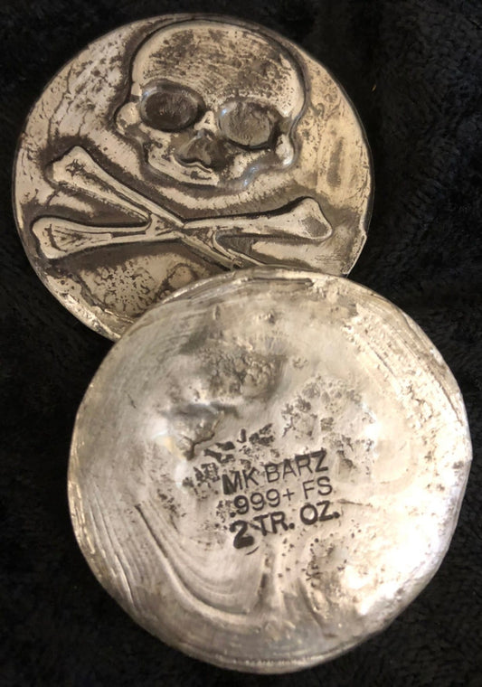 2 ozt MK BarZ "SKULL Relief Token" .999 Fine Silver - MK BARZ AND BULLION