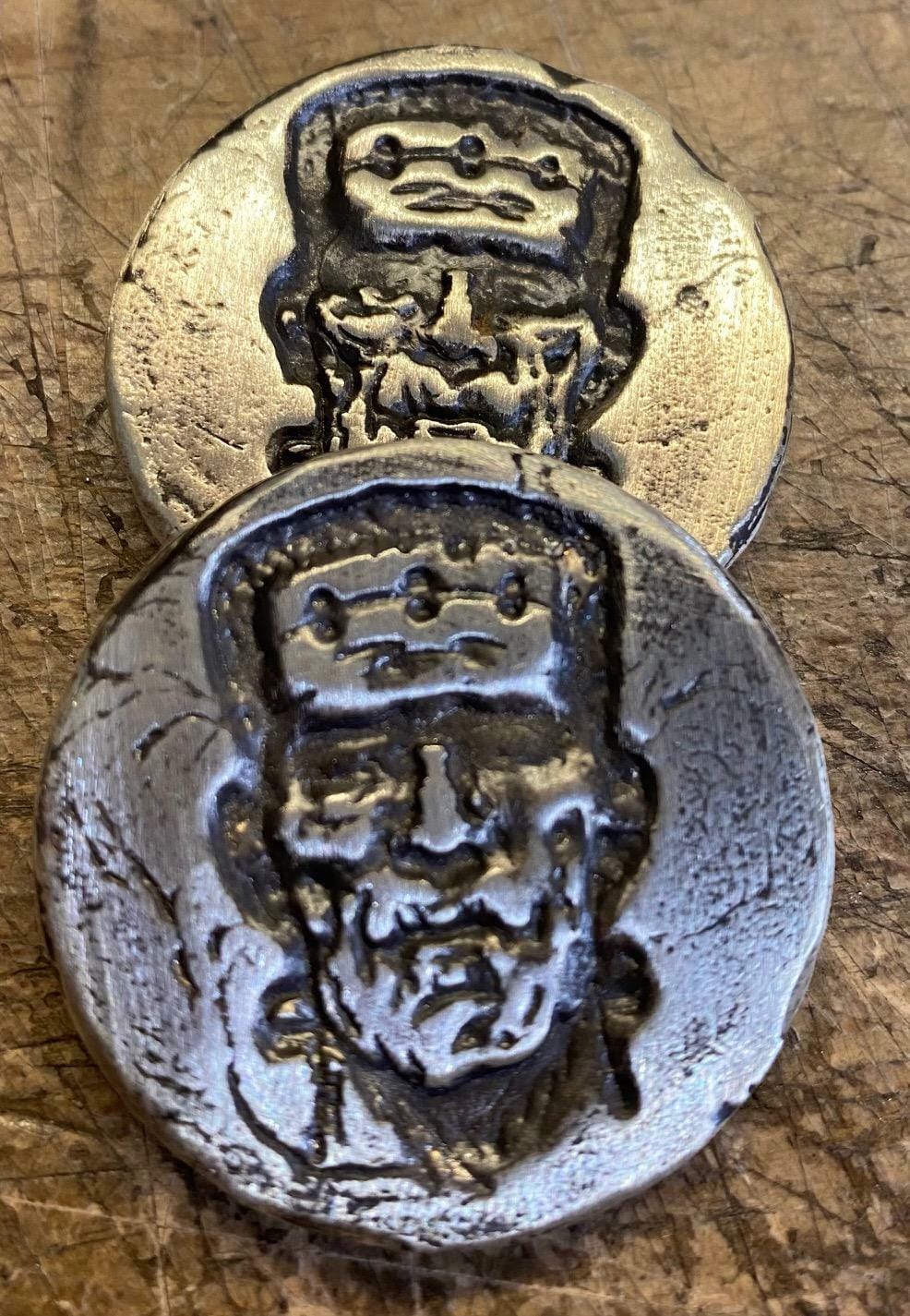 2 Troy Oz MK BarZ "Frankenstein- Horror Token" Round .999 FS - MK BARZ AND BULLION