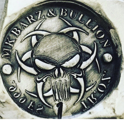 1 Troy Oz .999 Fine Silver MK BarZ " Bio-Hazard Skull" Chunky - MK BARZ AND BULLION