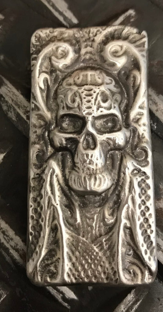 3 Ozt MK BARZ .999 Fine "Day of the Dead Relief" .999 FS Sand Last LTD - MK BARZ AND BULLION