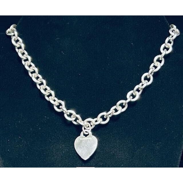 TIFFANY & CO. 925 Sterling Silver Heart Tag 16’’ Chain Link Necklace - Chain( + 1)