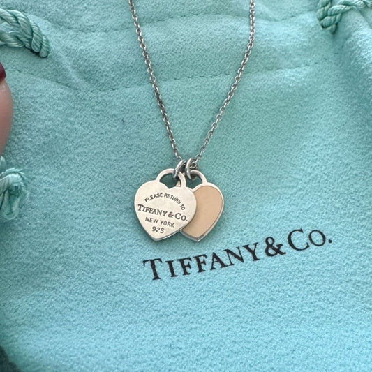 Tiffany & Co Silver.925 Mini Double Heart Return to Tiffany Necklace - silver / sterling silver