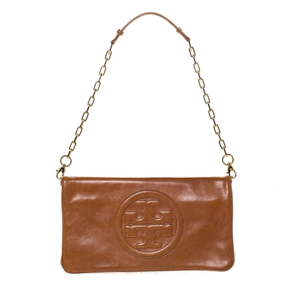 Tory Burch Tan Leather Shoulder Bag Clutch - tan / Leather / Flap