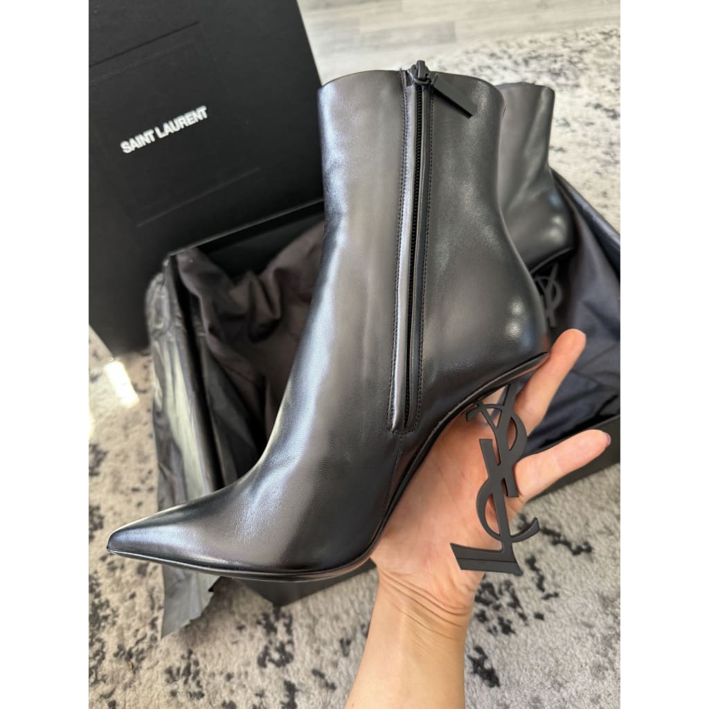 YSL Opyum Booties Size 6 NEW with Box Dust Bags and COA - 6 / Black / Leather