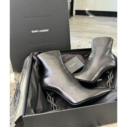 YSL Opyum Booties Size 6 NEW with Box Dust Bags and COA - 6 / Black / Leather