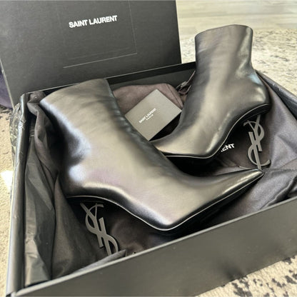 YSL Opyum Booties Size 6 NEW with Box Dust Bags and COA - 6 / Black / Leather