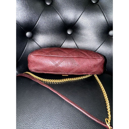 YSL Quilted Burgundy Leather Logo Chain Bag (MSRP $1800 + ) - Small / Leather( + 1) / Crossbody