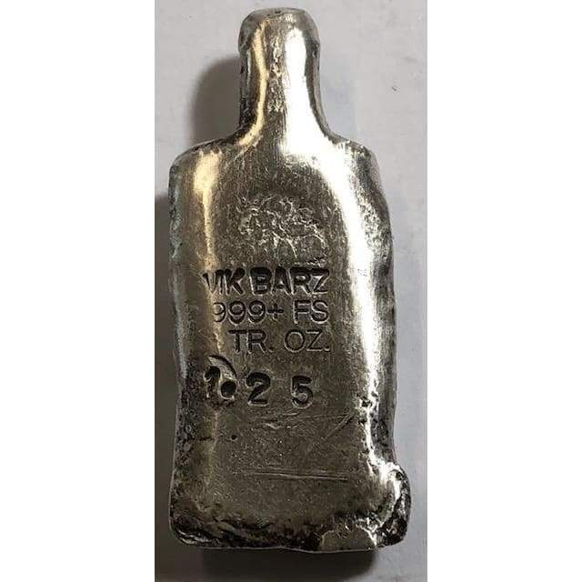 1.25 Ozt MK BarZ Vodka Skull Bottle.999 Fine Silver - silver bullion