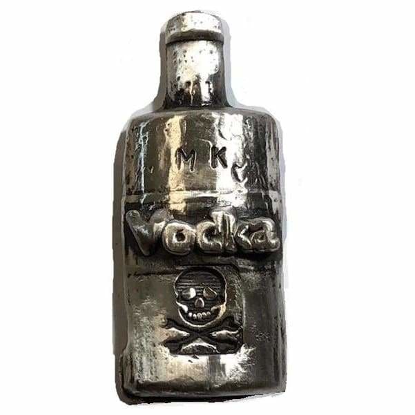 1.25 Ozt MK BarZ Vodka Skull Bottle.999 Fine Silver - silver bullion