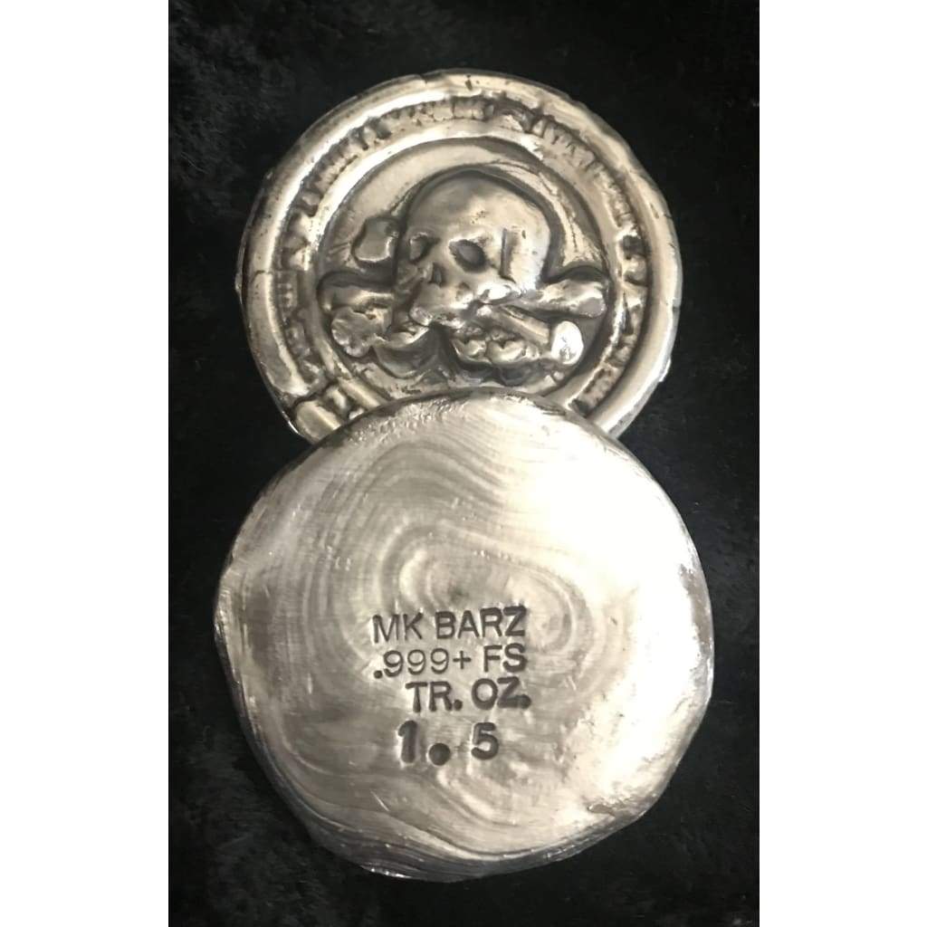 1.5 oz  MK BarZ "Don't Touch My Booty"-Pirate Hand poured Round  .999FS - MK BARZ AND BULLION
