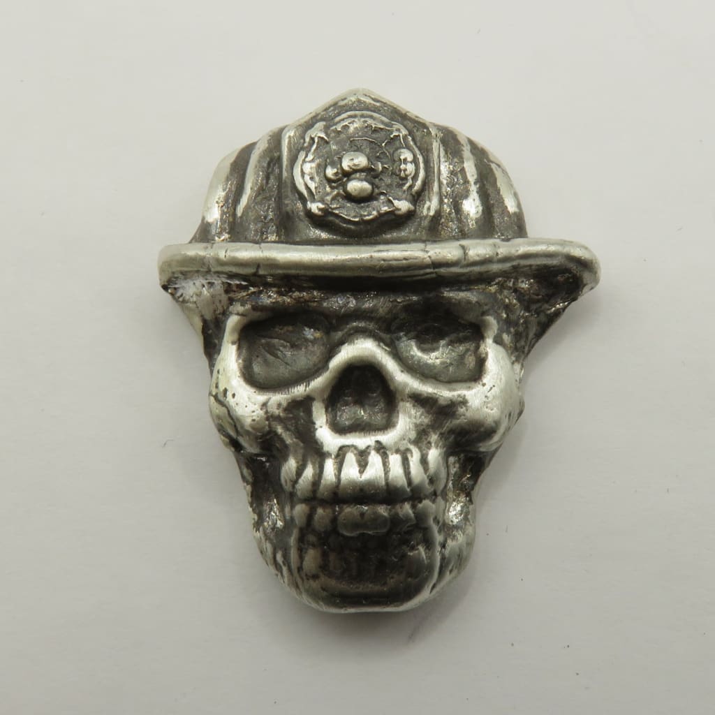 1.5 Troy Oz MK BarZ Firefighter’s Legacy- Skull Fireman Bar.999 FS