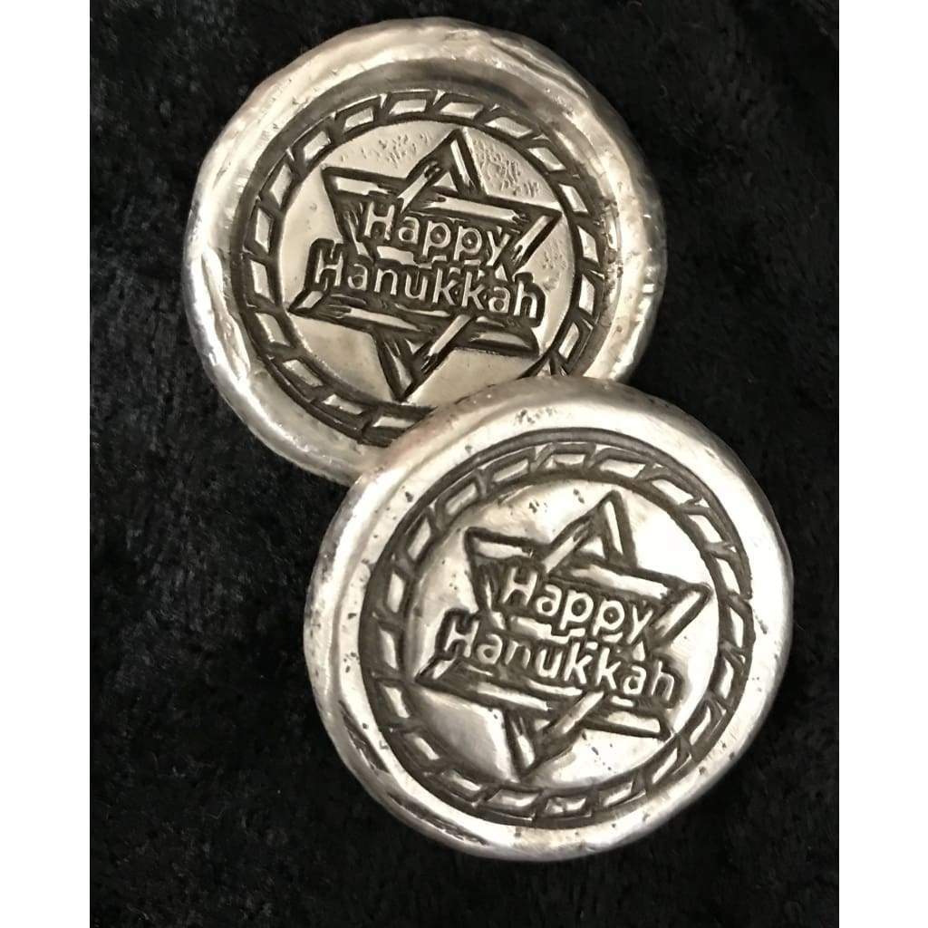 1 Ox Troy Oz.999 Fine Silver Happy Hanukkah Stamped Round Coin
