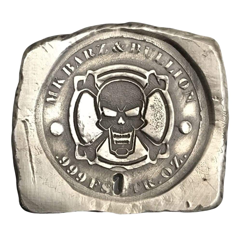 1 Oz.999 FS MK BarZ Stamped Jolly Roger Chunked Square