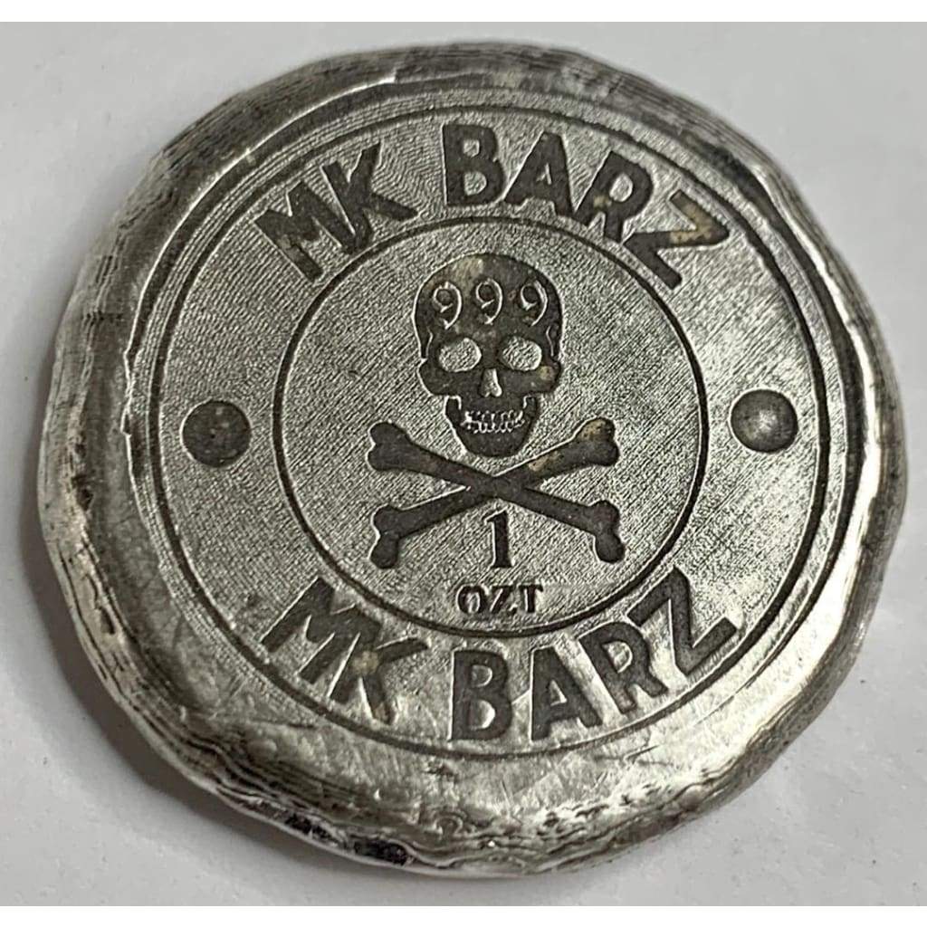 1 Oz  MK BarZ "Beware of the Sea Demon" Stamped Round .999 Fine Silver - MK BARZ AND BULLION