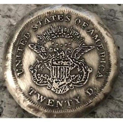 1 Oz MK BarZ Gold Coin 1849 Replica Double Stamped Coin.999 FS