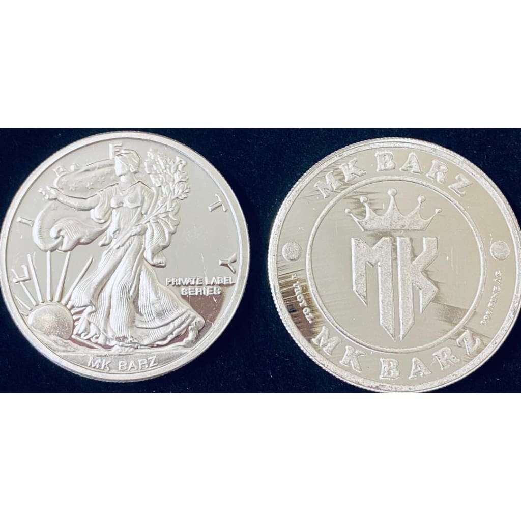 1 Oz MK BarZ Mint Walking Liberty“ Coin Stamped Round.999 Fine Silver