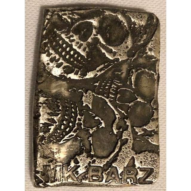 1 Oz MK BarZ Skull Gathering Stamped Bar.999 Fine Silver