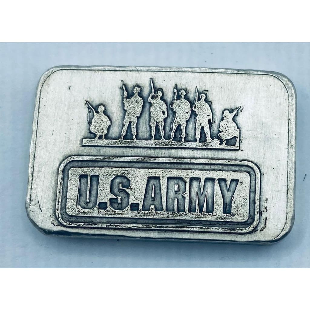 1 Oz MK BarZ U.S. Army Military Tribute Stamped Mini Bar.999 FS - silver bullion