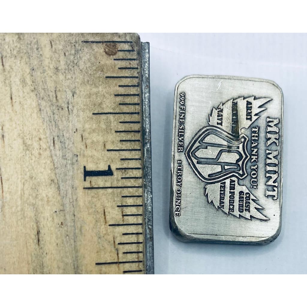 1 Oz MK BarZ U.S. Army Military Tribute Stamped Mini Bar.999 FS - silver bullion