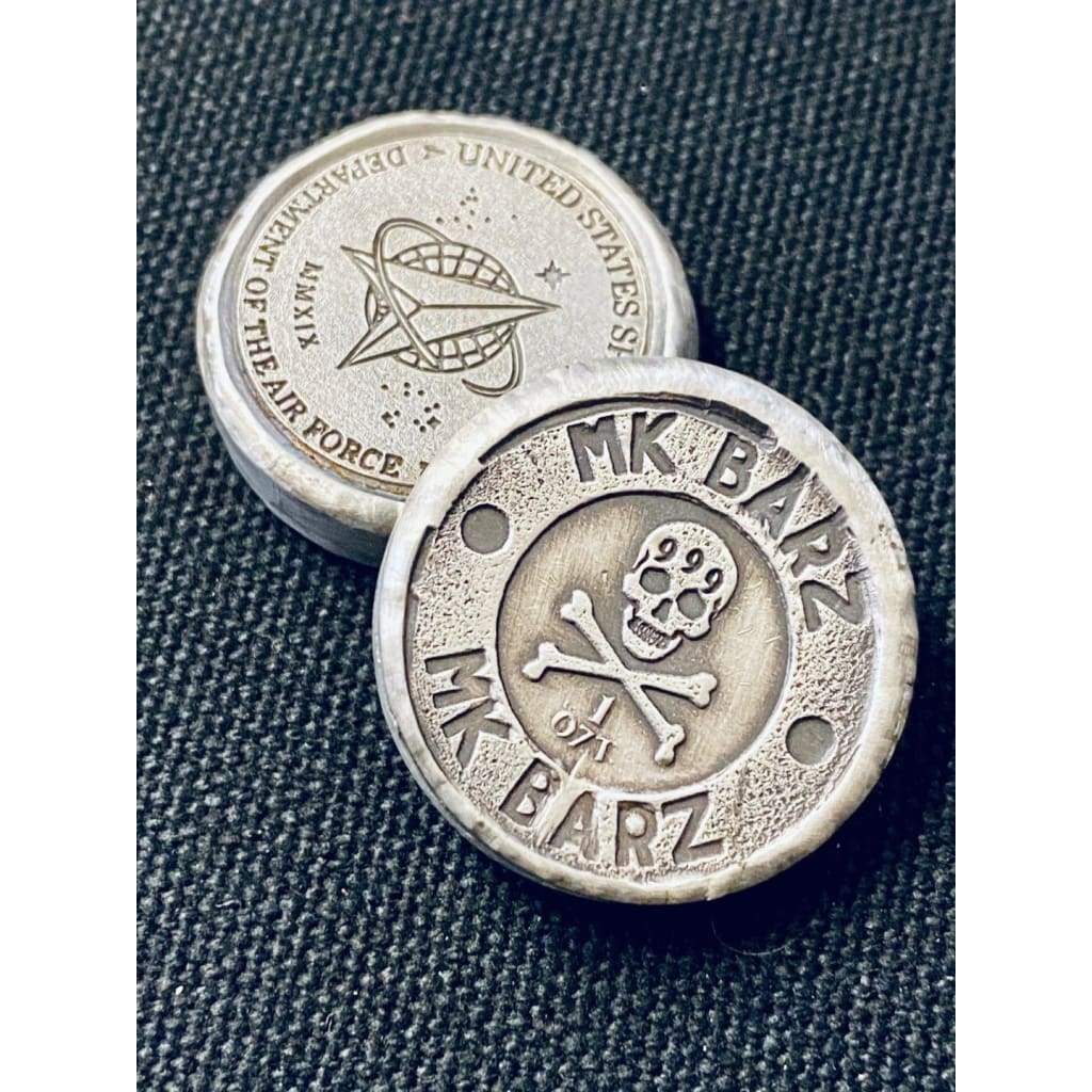 1 Oz MK BarZ U.S. Space/Air Force Tribute Stamped.999 FS Round - silver bullion