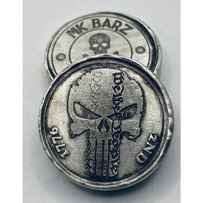 1 Oz MK BarZ We the People -Punisher Hand Poured & Stamped Round.999 FS