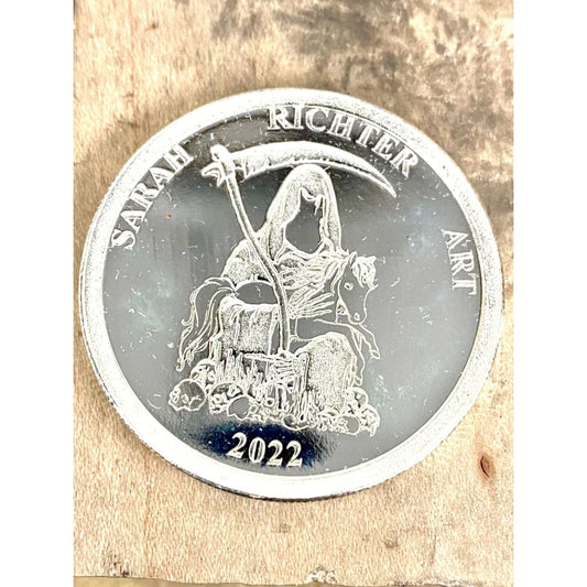 1 Troy ounce 999 FS Sarah Richter art reaper pressed round