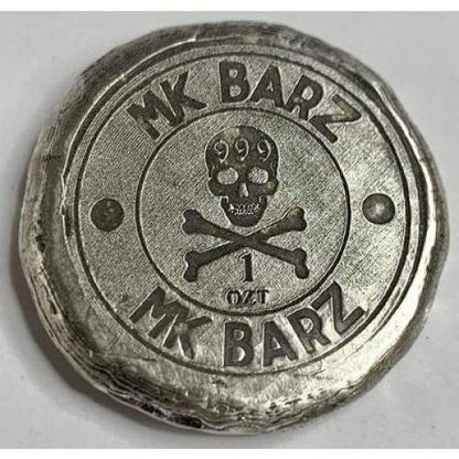 1 Ozt MK BarZ "ANGRY SKULL" Round .999 FS - MK BARZ AND BULLION