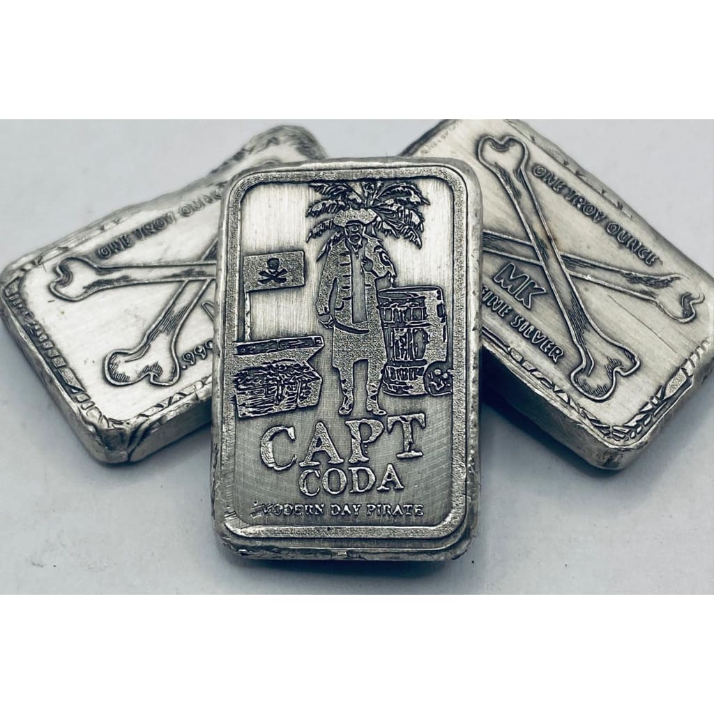 1 Ozt MK BarZ Capt. Coda Mini Bar Stamped.999 Fine Silver - silver bullion