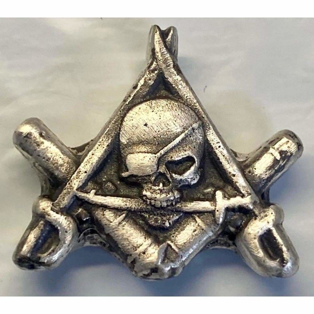 1 ozt MK BarZ Pirate Coat of Arms Hand Poured.999 FS