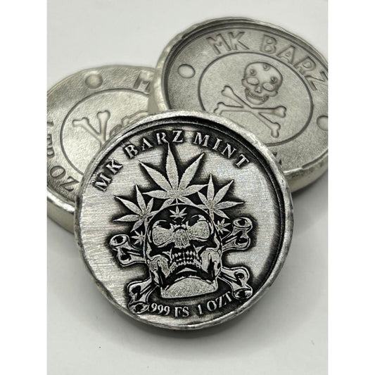 1 Ozt MK BarZ Pirate Stash Round Hand Poured.999 Fine Silver - Silver bullion