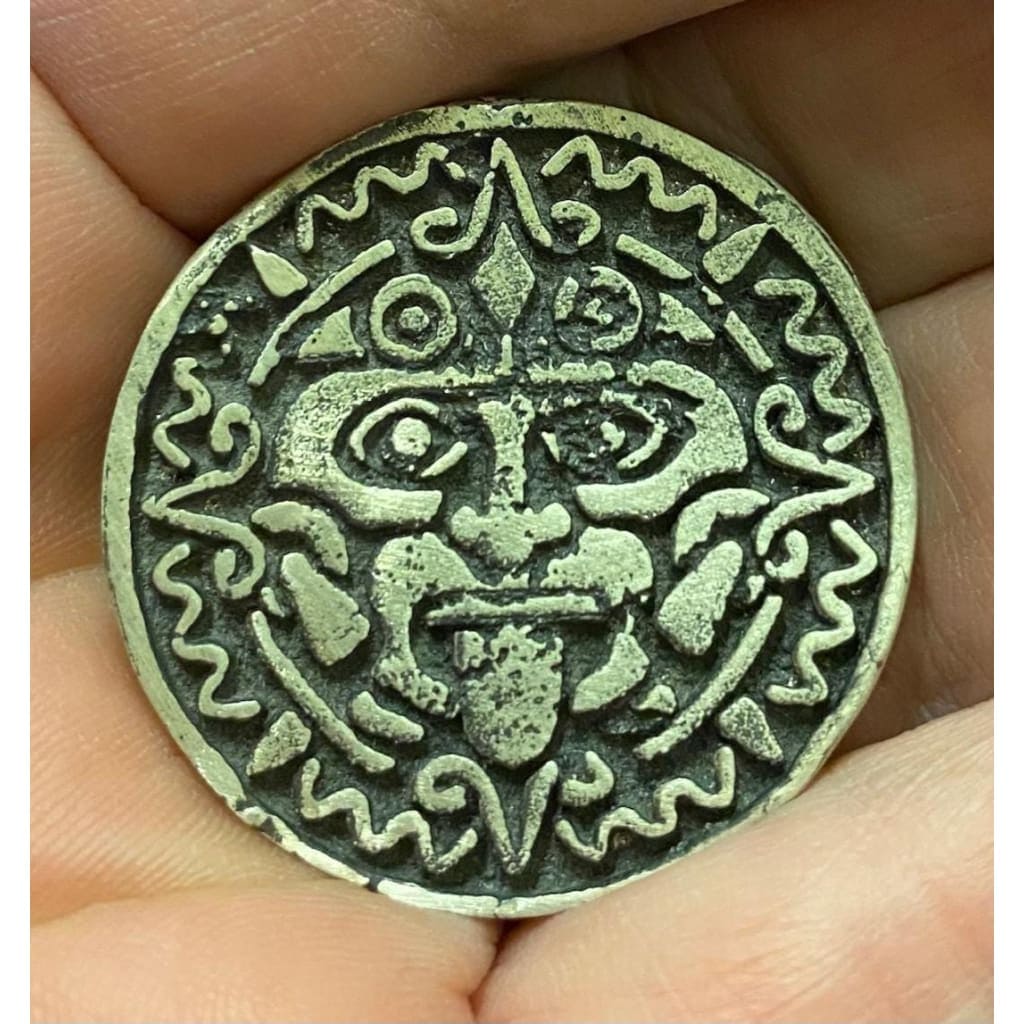 1 Troy Oz MK BarZ Aztec Sun God 2 Part Sand Cast Coin.999 FS