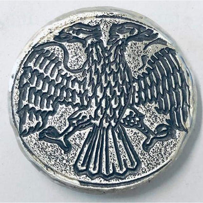 1 Troy Oz. MK BarZ Double Headed Eagle Reverse Stamped Round.999 Fine Silver