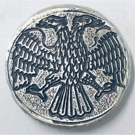 1 Troy Oz. MK BarZ Double Headed Eagle Reverse Stamped Round.999 Fine Silver