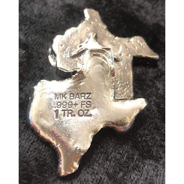 1 Troy Oz MK BarZ Texas Star.999 Fine Silver Hand Poured