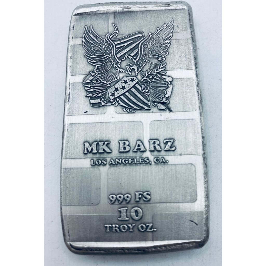 10 Ozt MK BarZ Patriot Monogrammed Back Weight Bar.999 Fine Silver