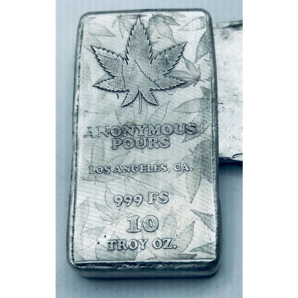 10 Ozt MK BarZ/Anon Los Angeles Hemp Weight Bar Hand Poured.999 Fine Silver - Silver bullion