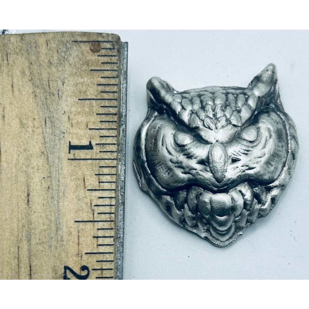 2.5 Ozt MK BarZ Owl Face Hand Poured Bar.999 Fine Silver