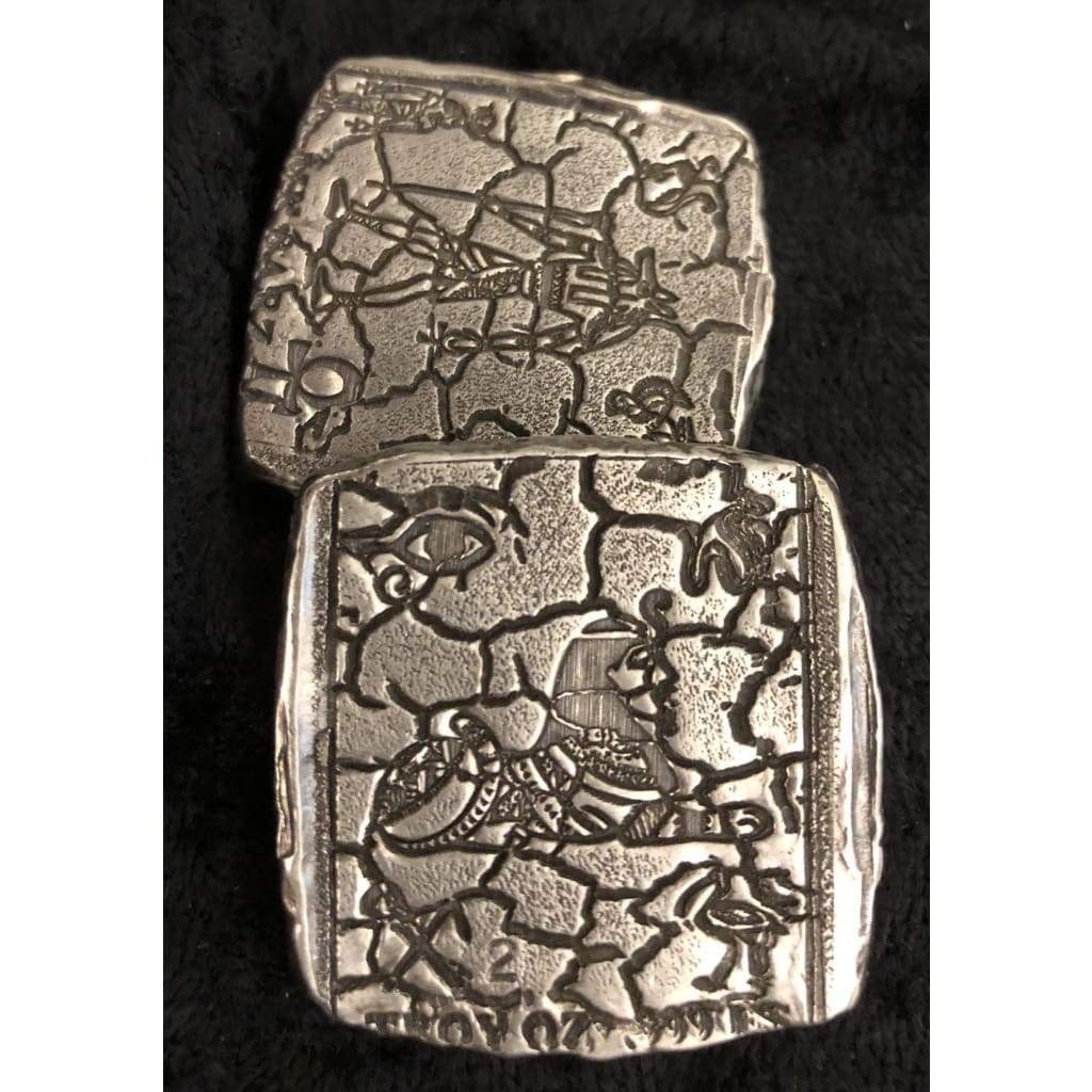 2 Oz MK BarZ Egyptian Kit Trading Square Double Sided Chunk.999 FS - silver bullion