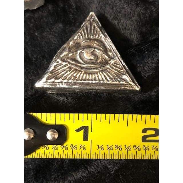 2 Oz MK BarZ Omniscient Eye - All Seeing Eye Hand Poured.999 FS Triangle - silver bullion