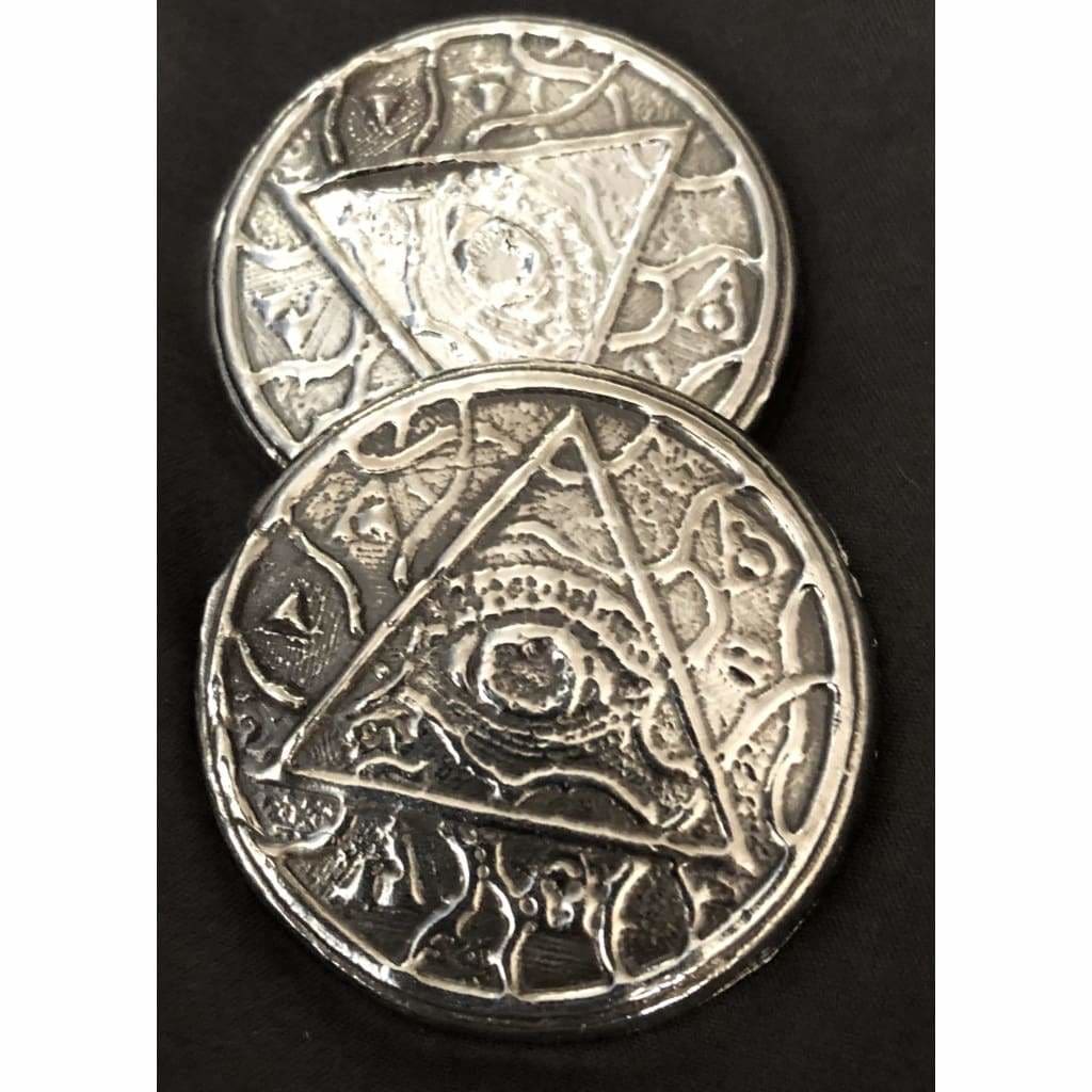 2 Oz MK BarZ Pentagram- Cross Token Hand Poured.999 FS Round - silver bullion
